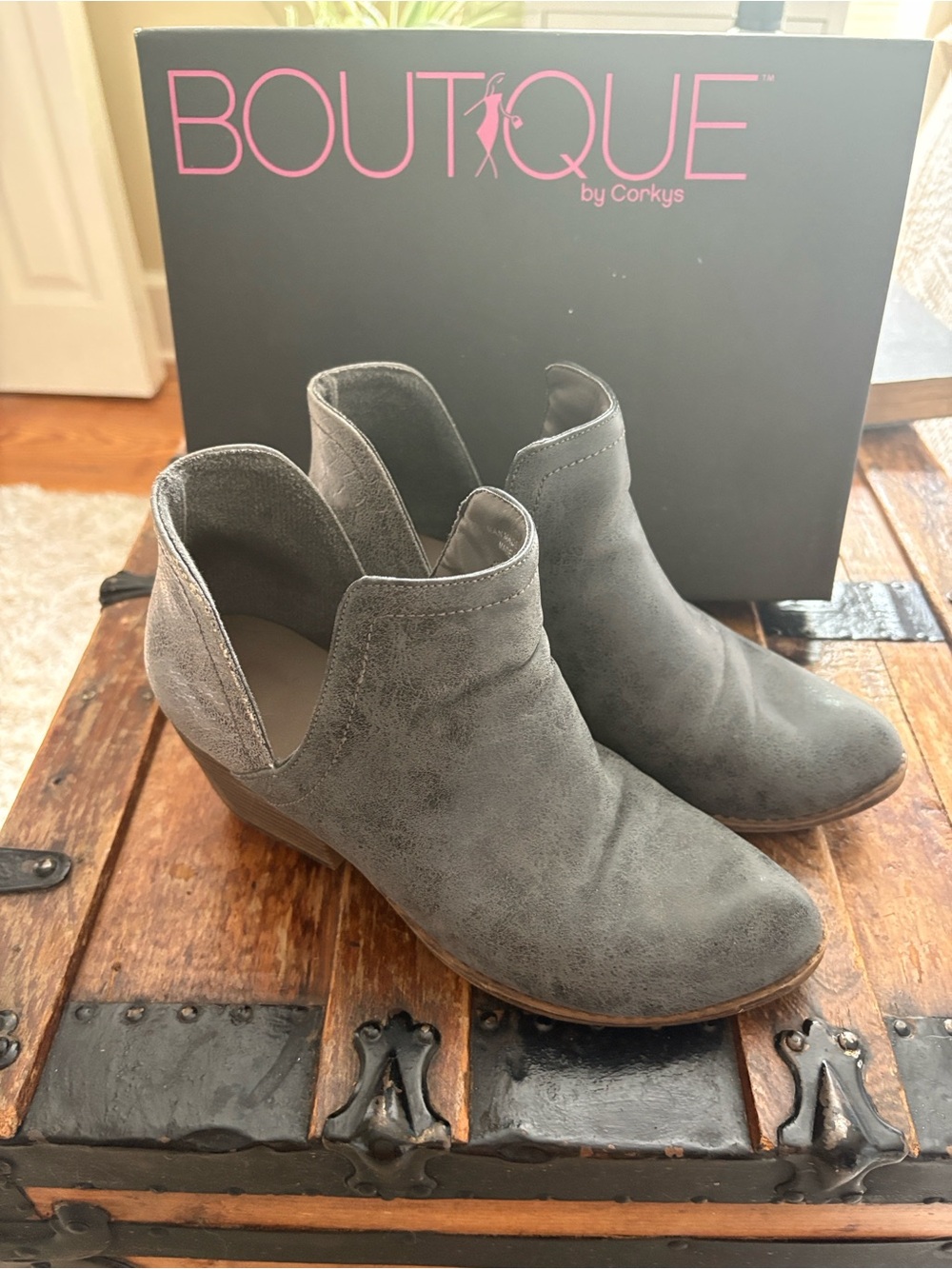 Women's Gray Suede Booties